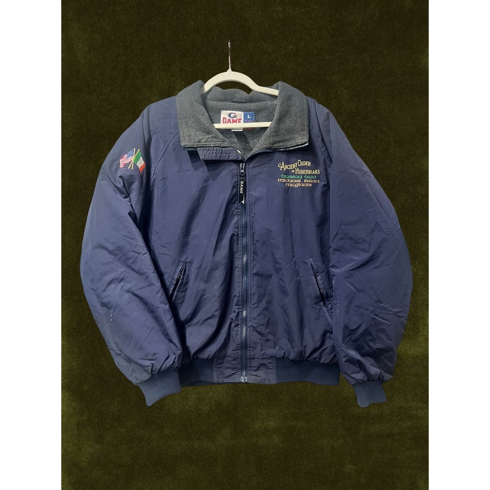 Game Sportswear Ancient Order of Hibernians Fleece Lined Jacket Mens Large Navy